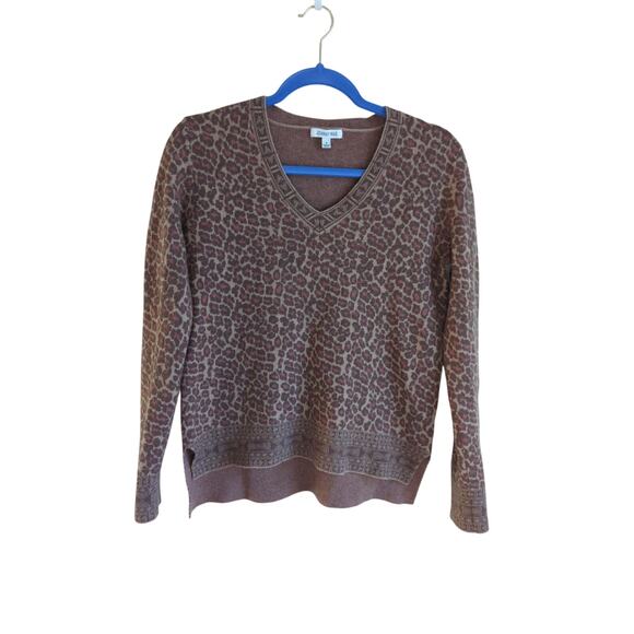 Johnny Was Rita Brown Leopard Print Wool Cashmere Sweater - S - Picture 2 of 5